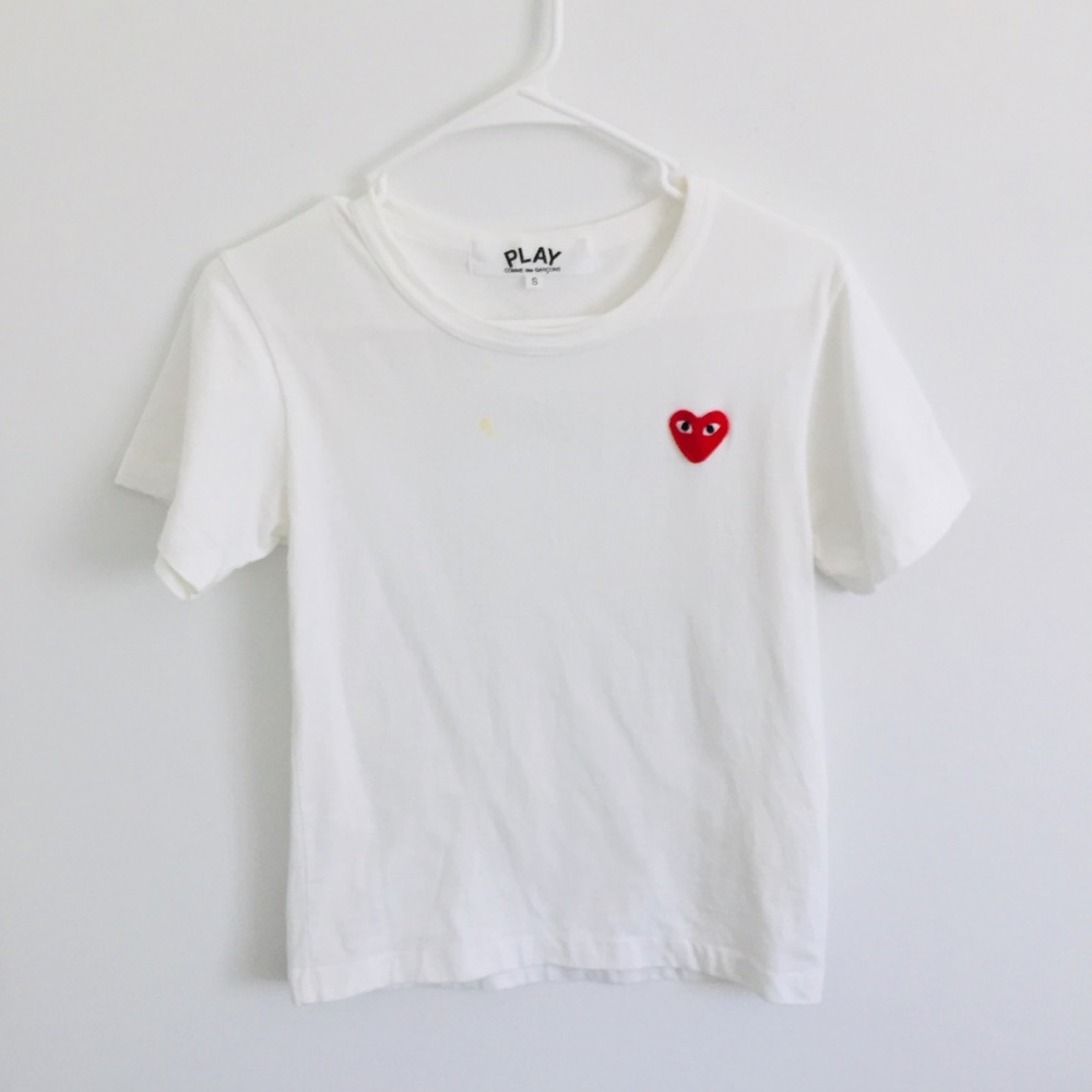 Comme des Garcons CDG PLAY White Logo Heart T-shirt